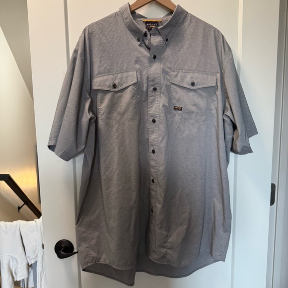 Ariat Rebar Men's Button Front Grey Vented Breathable Mesh Workwear Shirt XL - Picture 1 of 6